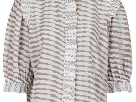 Neo Noir - Chacha Graphic Blouse - Sand For Cheap