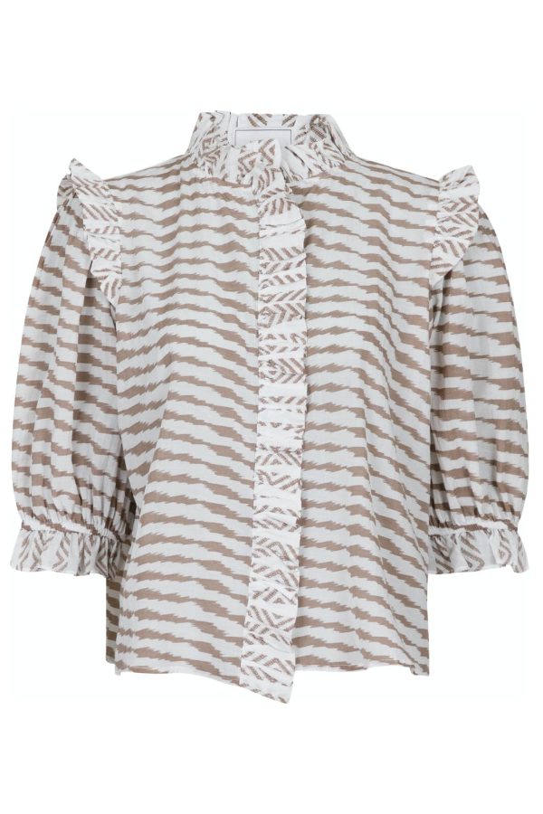 Neo Noir - Chacha Graphic Blouse - Sand For Cheap