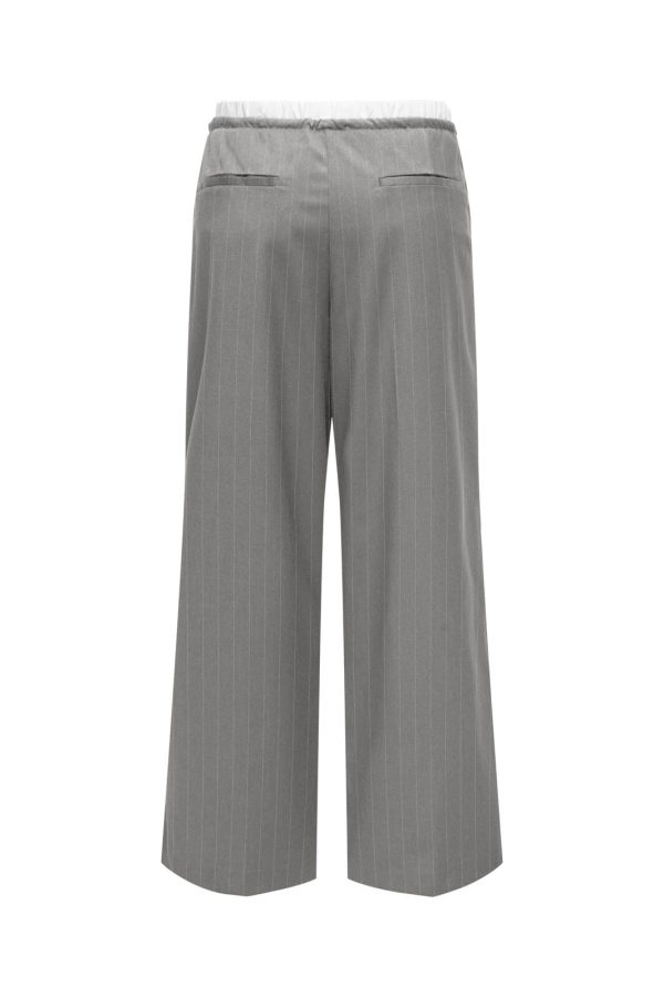 Only - Onltille Stripe Boxer Str Pant Tlr - 4653931 Light Grey Melange White Pinstripe For Sale