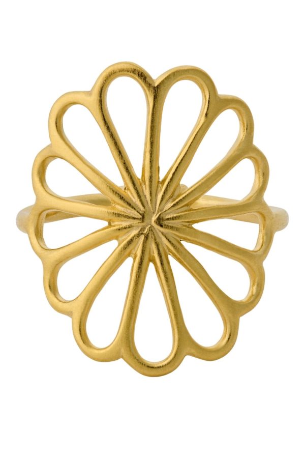 Pernille Corydon Jewellery - Large Bellis Ring Adj. - Golden Plated Hot on Sale