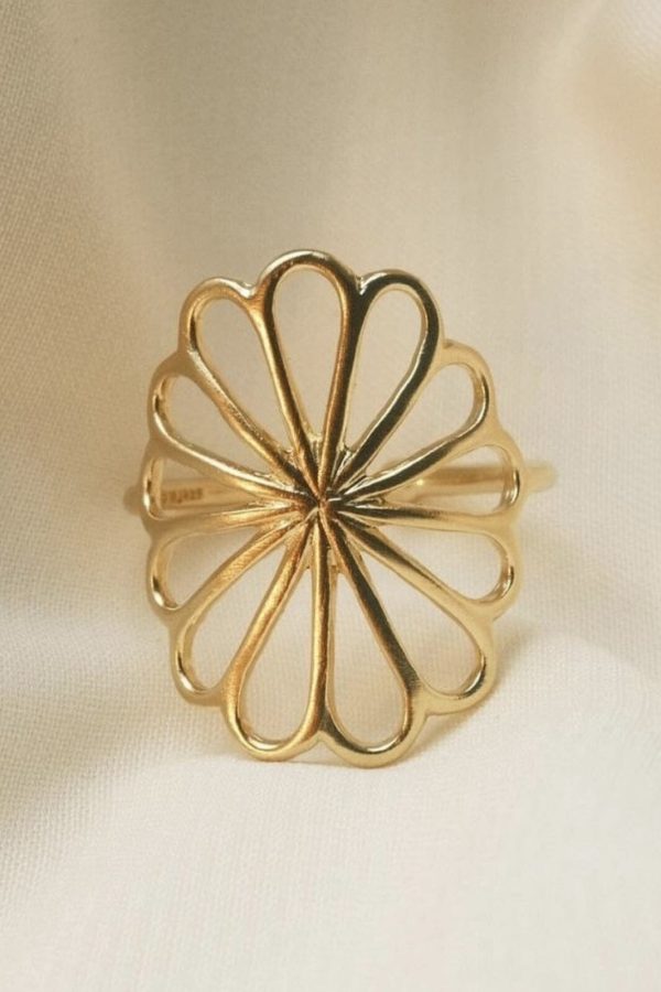 Pernille Corydon Jewellery - Large Bellis Ring Adj. - Golden Plated Hot on Sale