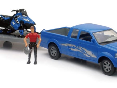 New Ray Toys Pickup with Polaris Switchback Snomobile and Figurine Set  Scale - 1:18 Online Hot Sale