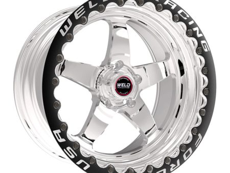 Weld S71 15x10.33   5x5 BP   6.5in. BS Polished Wheel (Low Pad) - Black Single Beadlock MT on Sale